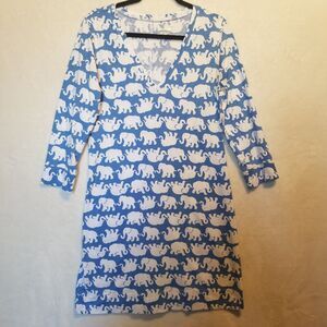 Lilly Pulitzer L Christie Dress Tusk In Sun Bay Blue Elephant Print Jersey Beach